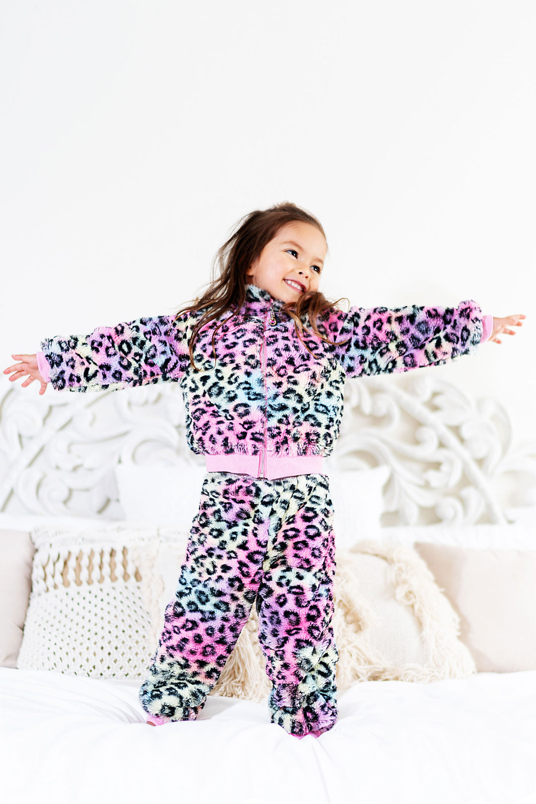 Baby Girl's Rainbow Leopard Faux Fur Jacket