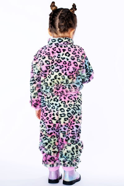 Baby Girl's Rainbow Leopard Faux Fur Jacket