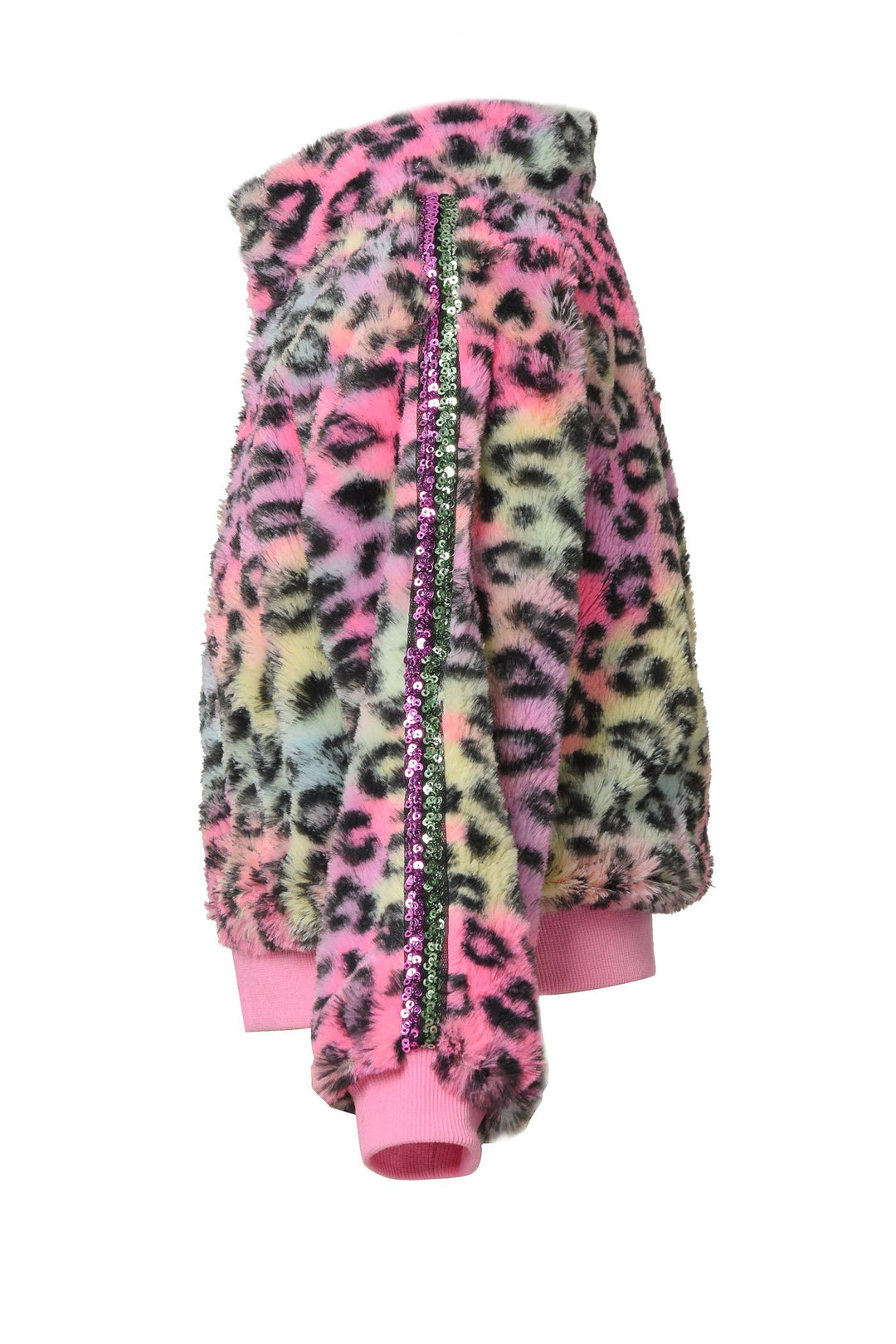 Baby Girl's Rainbow Leopard Faux Fur Jacket