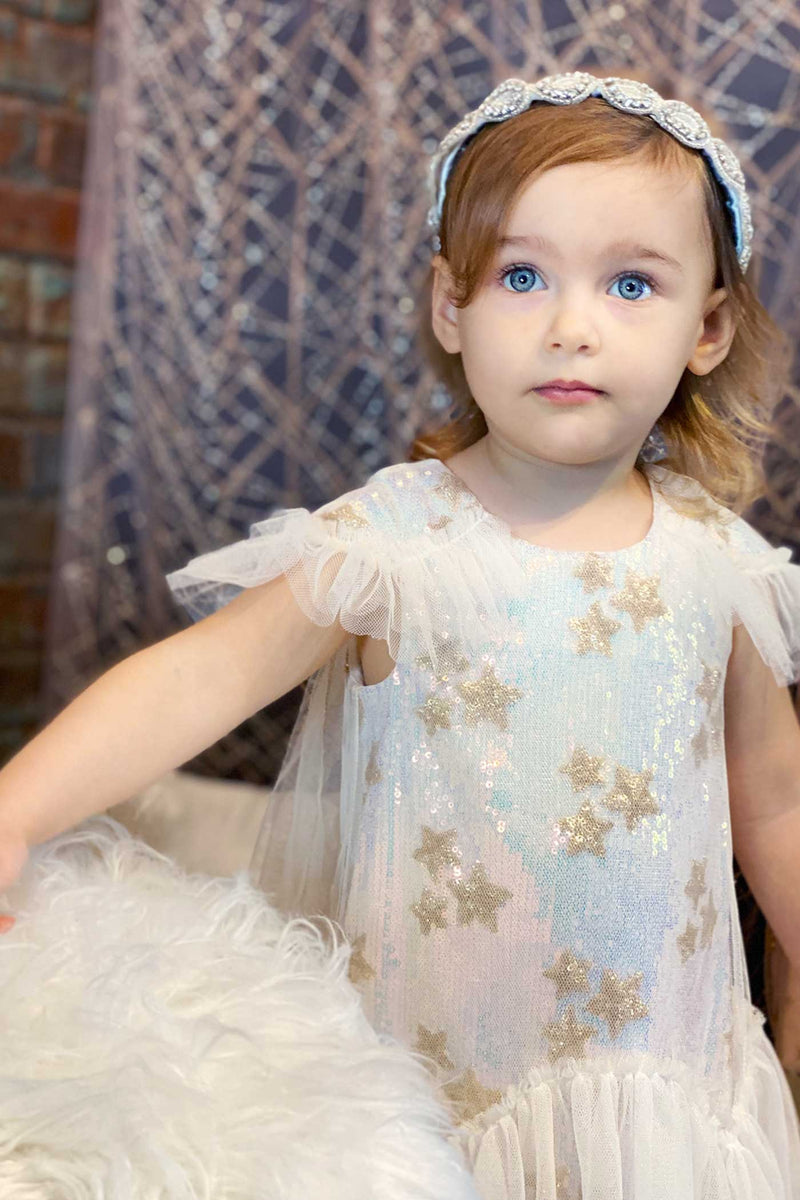 Baby Sara Baby Girls Star Sequin Princess Doll Dress