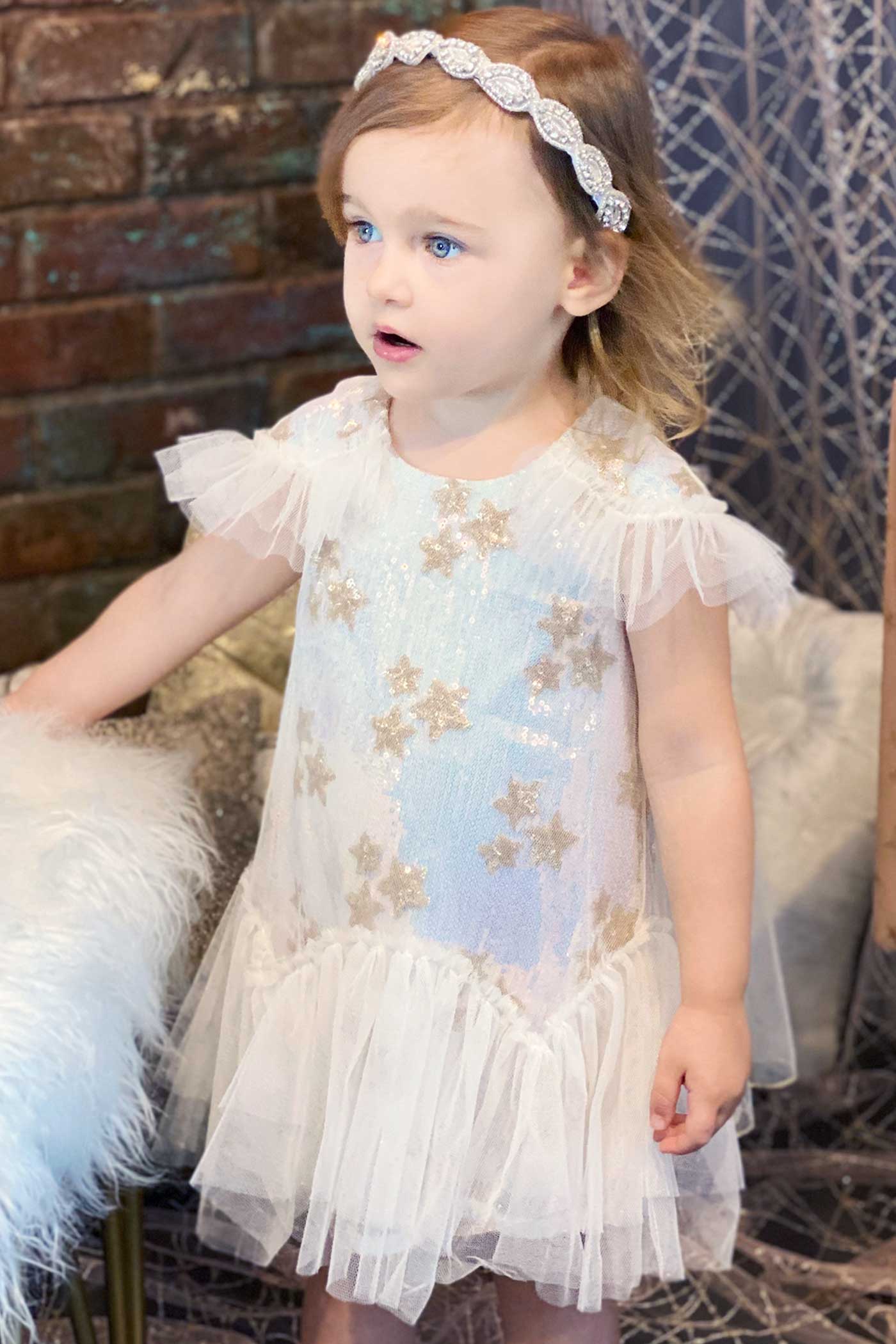 Baby Sara Baby Girls Star Sequin Princess Doll Dress