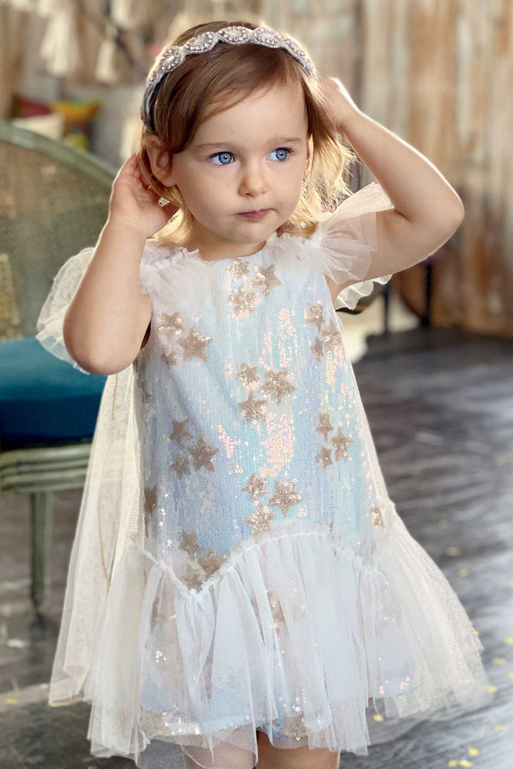 Baby Sara Baby Girls Star Sequin Princess Doll Dress