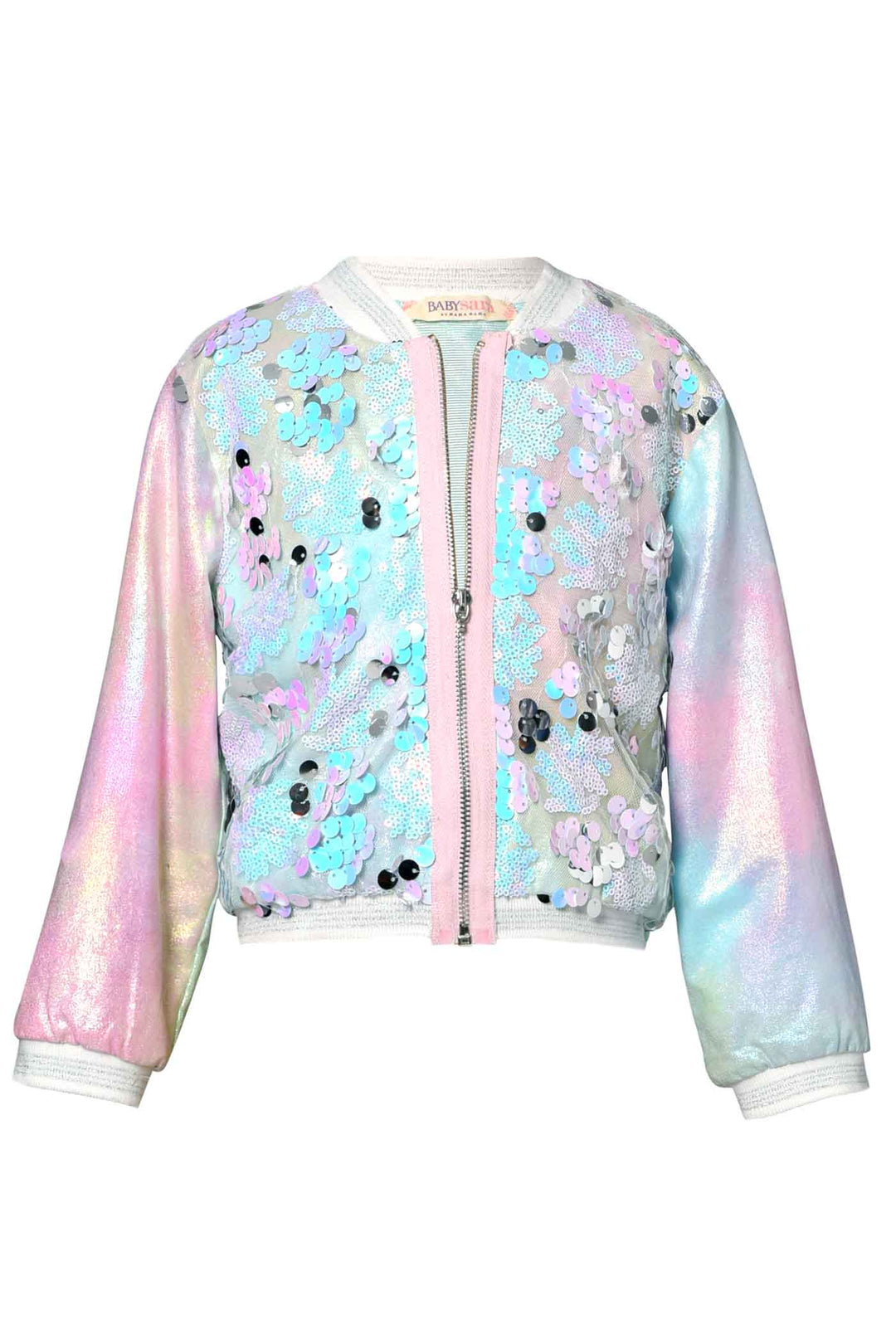Baby Sara Baby Girls Mermaid Metallic Sequin Bomber Jacket