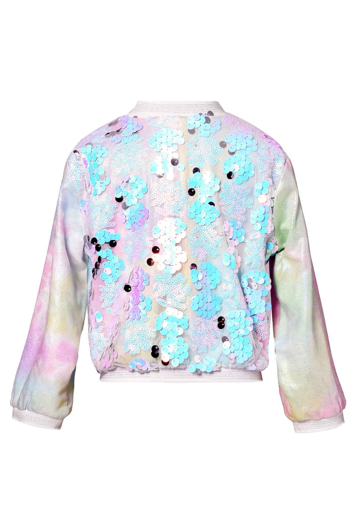 Baby Sara Baby Girls Mermaid Metallic Sequin Bomber Jacket
