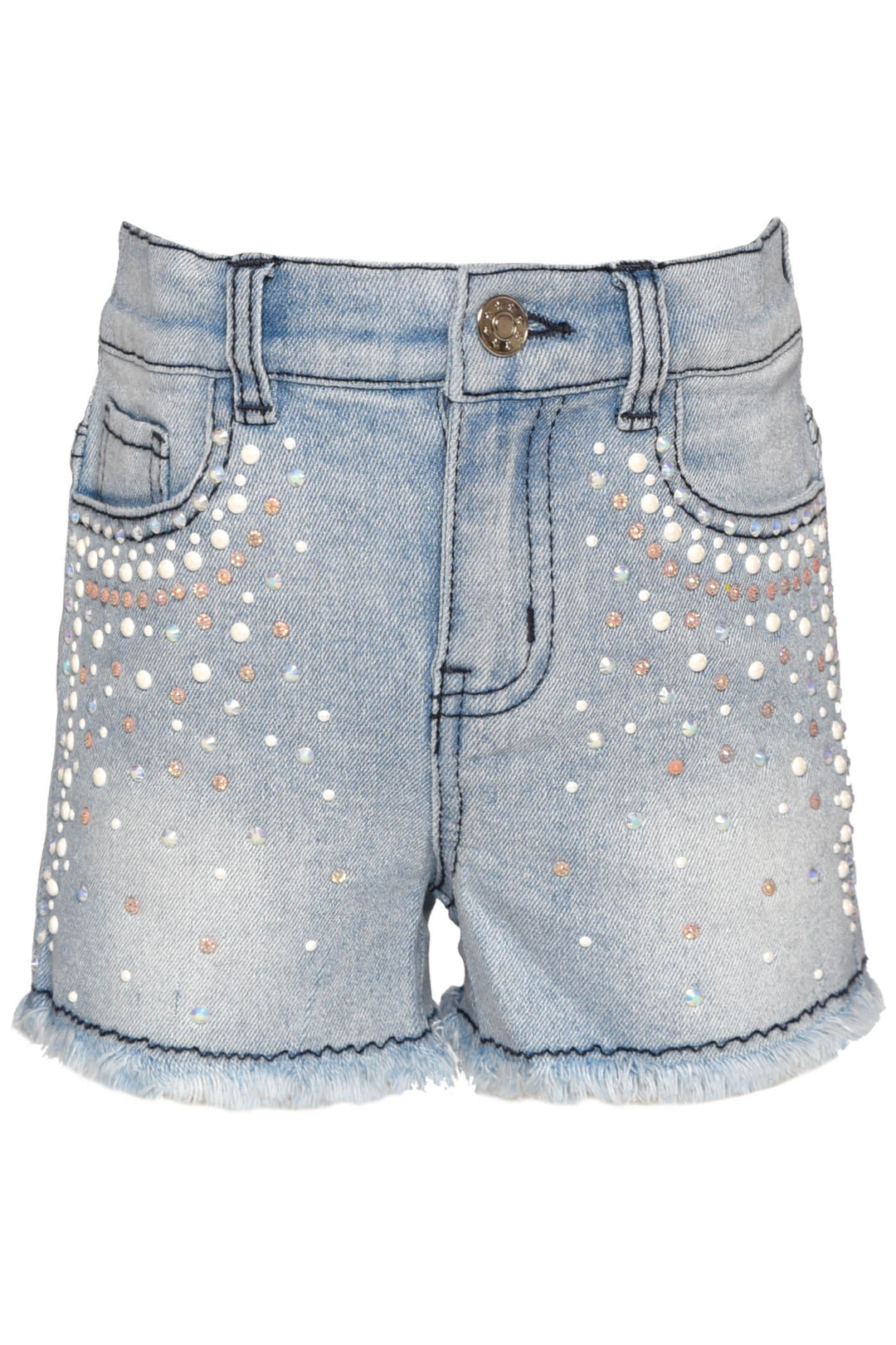 Little l Big Girl's Pearl Rhinestone Distressed Denim Shorts
