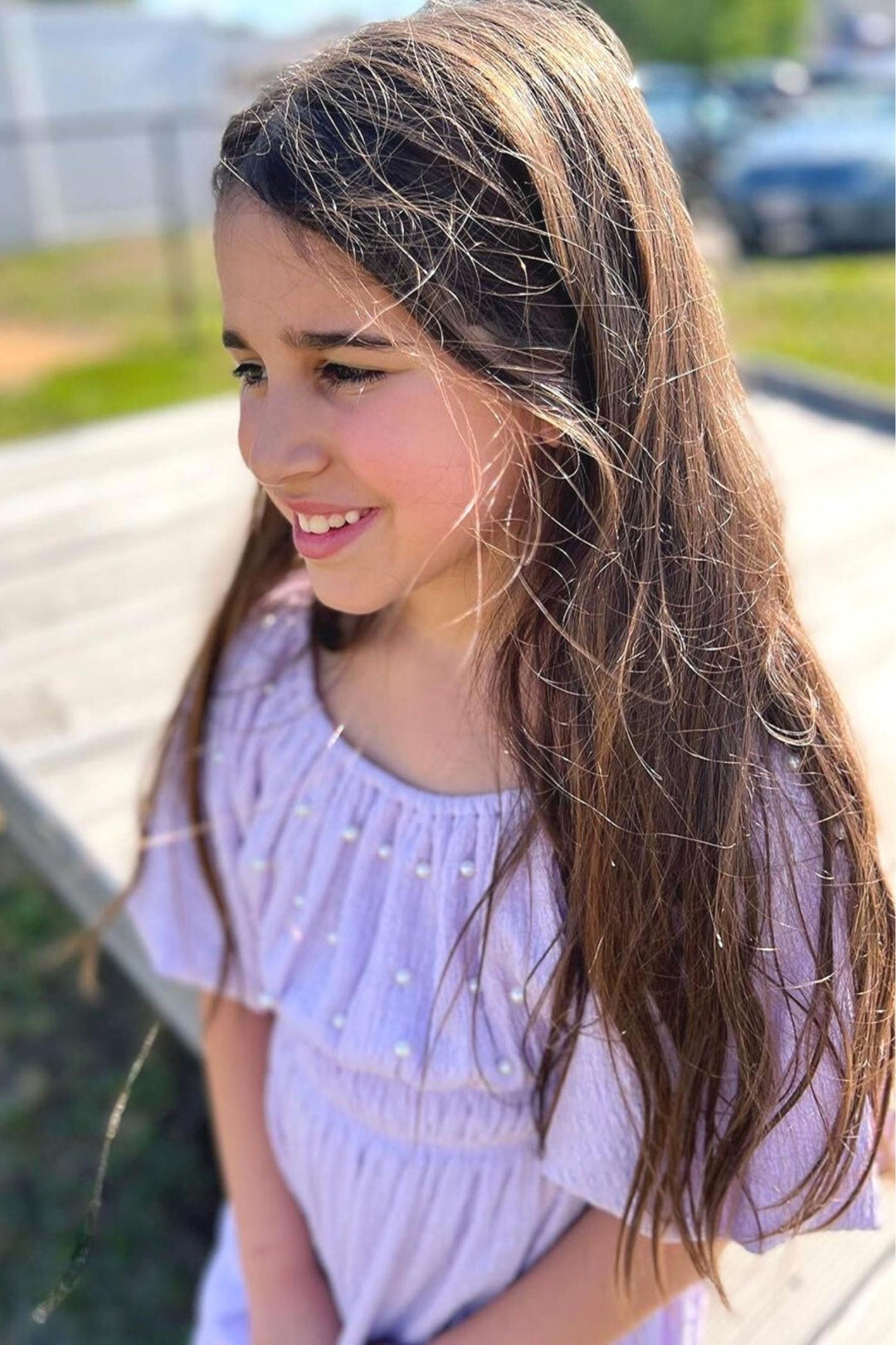 Girl’s Pearl Puff Sleeve Off The Shoulder Doll Dress