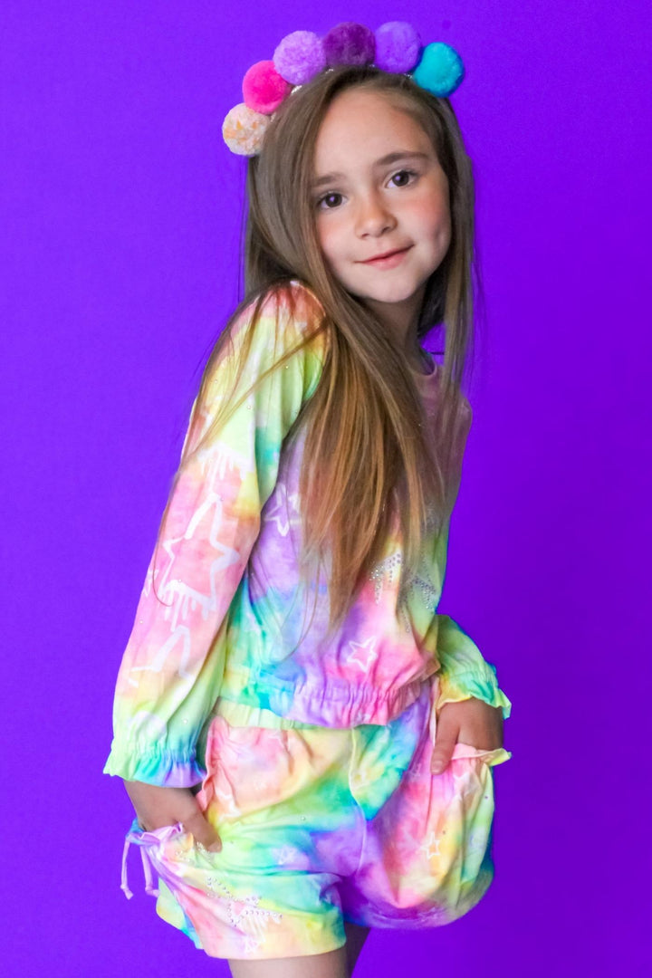 Little Girl’s Pastel Tie Dye Star Shorts