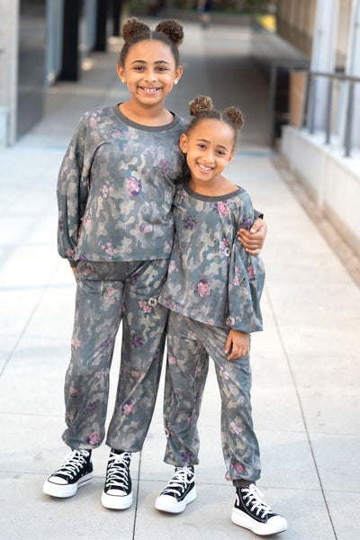 Little Girl's Floral Camo Printed Joggers