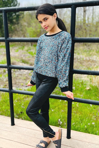 Little Girl's Sequin Leopard Print Sweatshirt