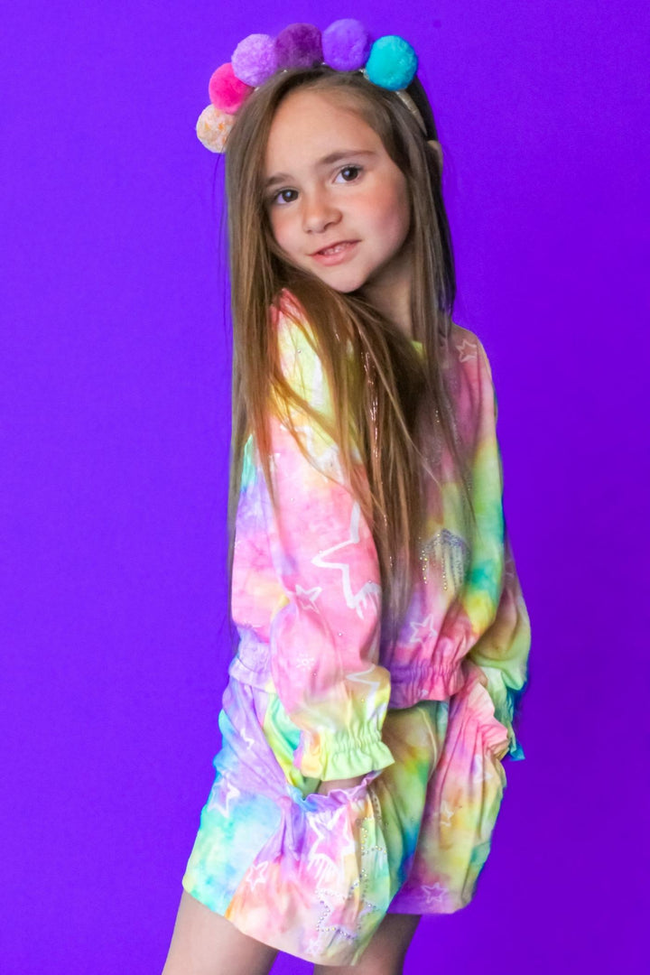 Little Girl’s Pastel Tie Dye Star Shorts