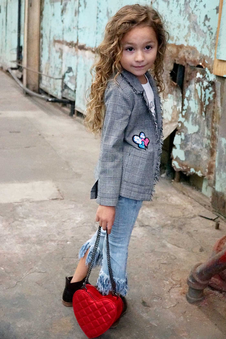 Hannah Banana Girls Quilted Heart Shape Metallic Bag