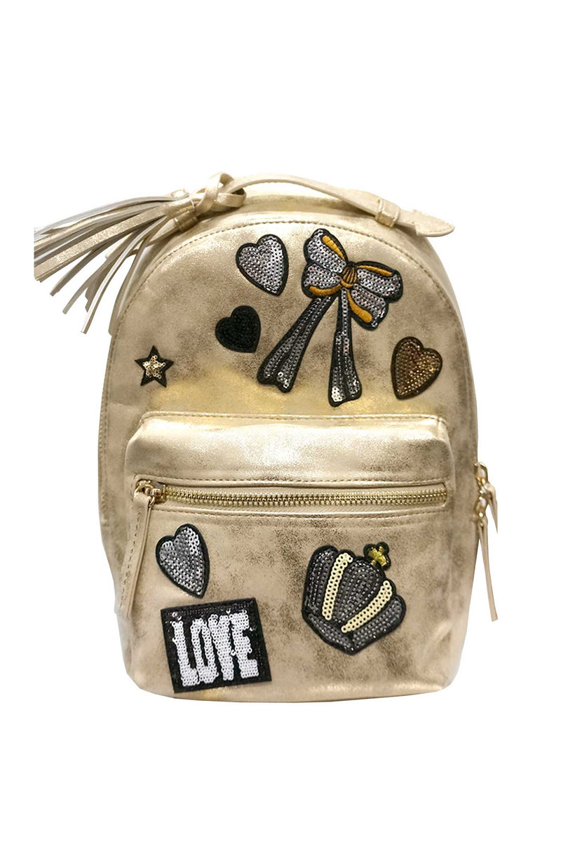Hannah Banana Girls Gold Faux Suede Backpack