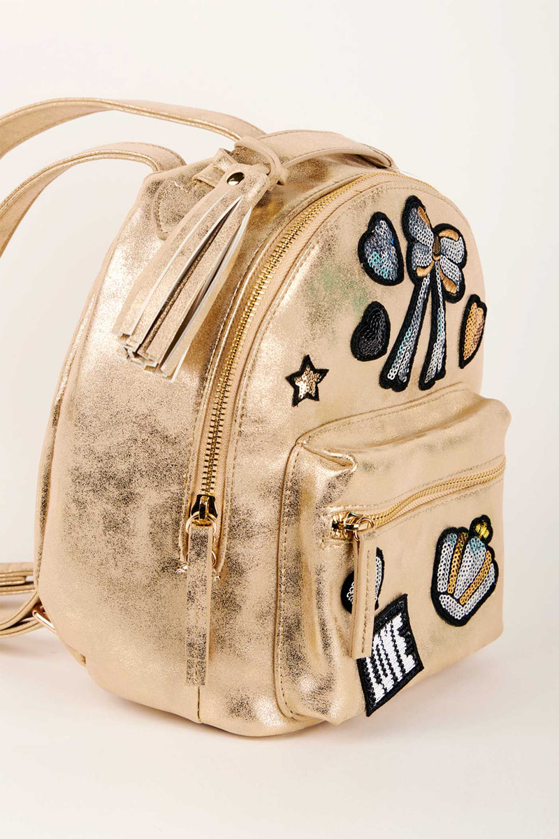 Hannah Banana Girls Gold Faux Suede Backpack