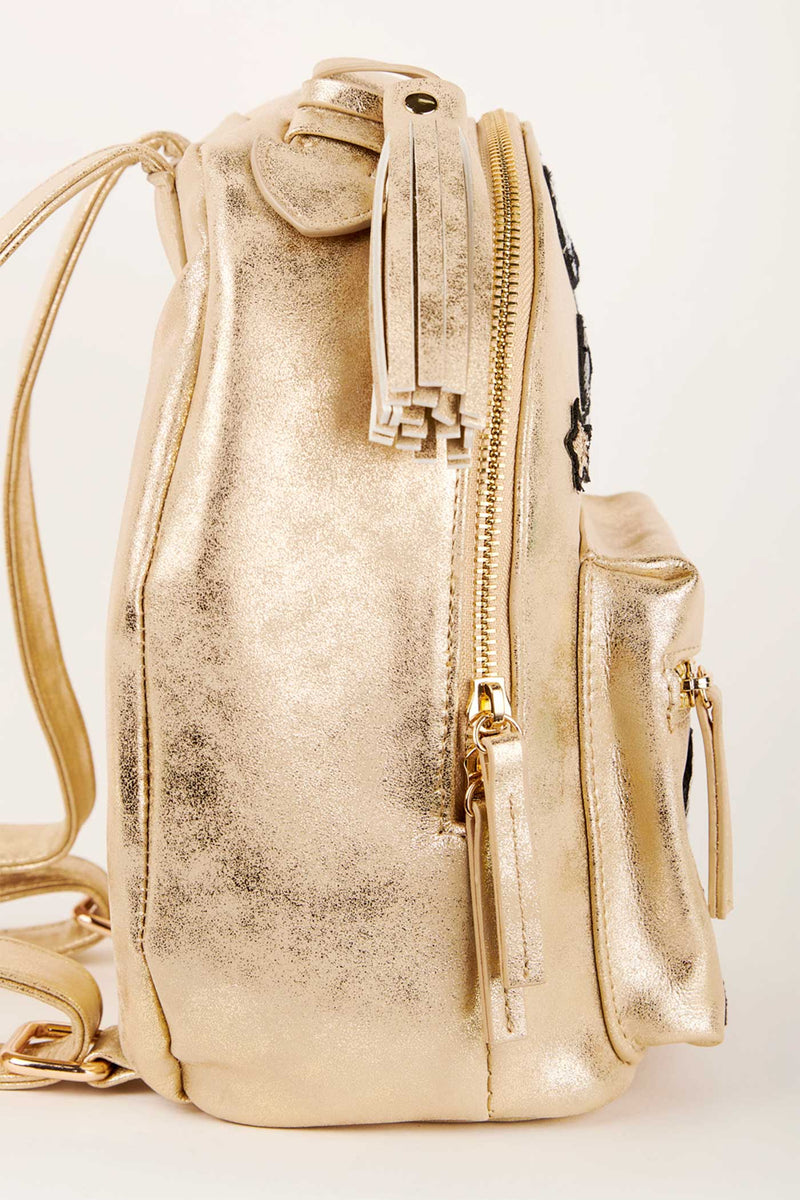 Hannah Banana Girls Gold Faux Suede Backpack