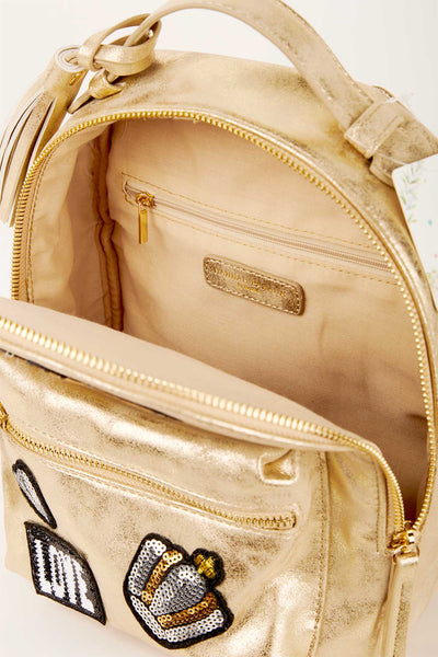 Hannah Banana Girls Gold Faux Suede Backpack