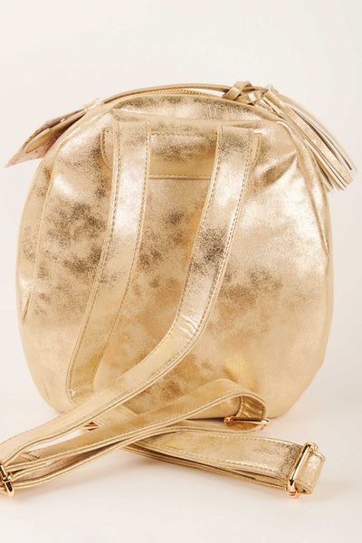 Hannah Banana Girls Gold Faux Suede Backpack