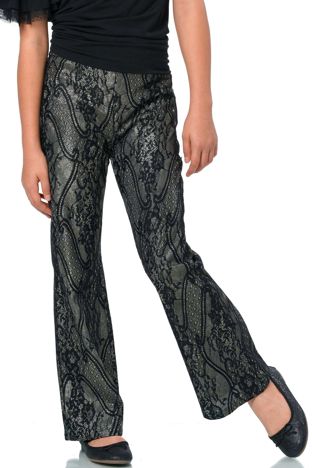 Truly Me Big Girl Glittery Lace Flared Leg Pants