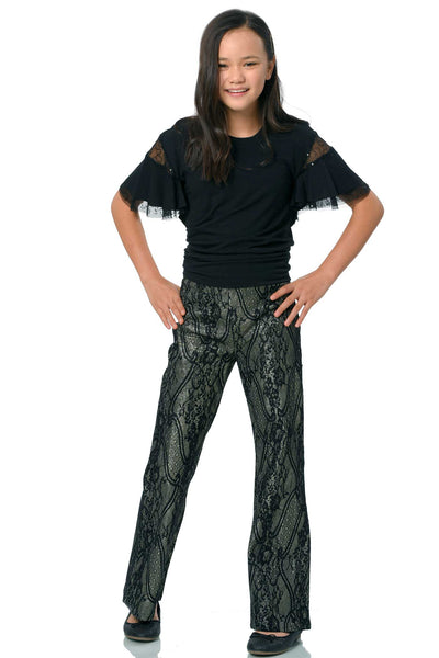 Truly Me Big Girl Glittery Lace Flared Leg Pants