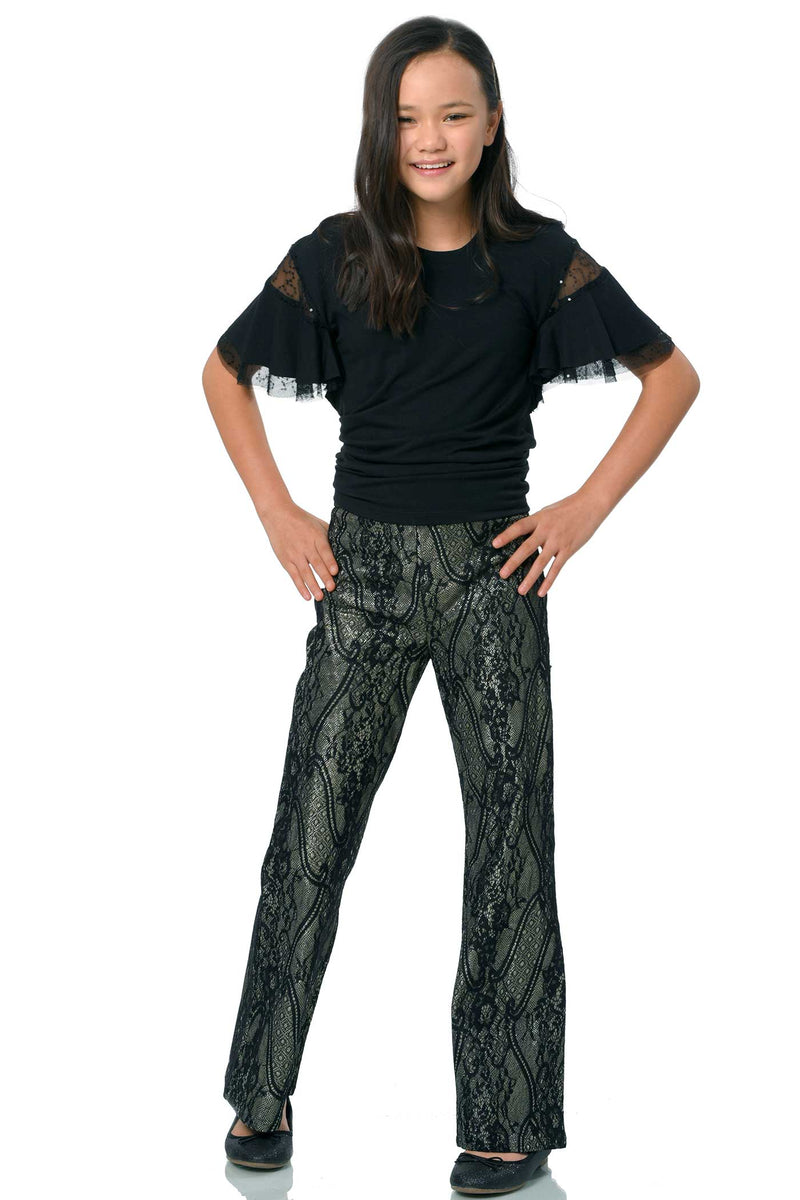 Truly Me Big Girl Glittery Lace Flared Leg Pants