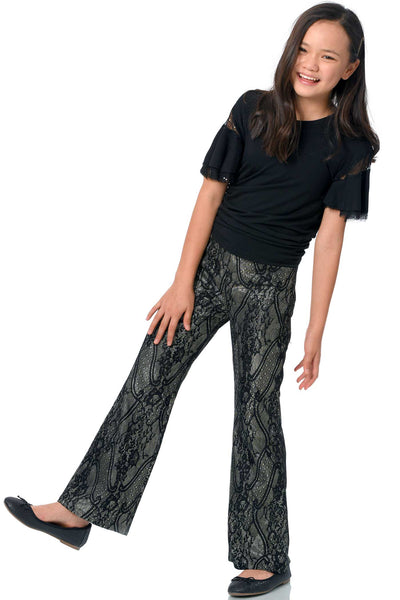 Truly Me Big Girl Glittery Lace Flared Leg Pants