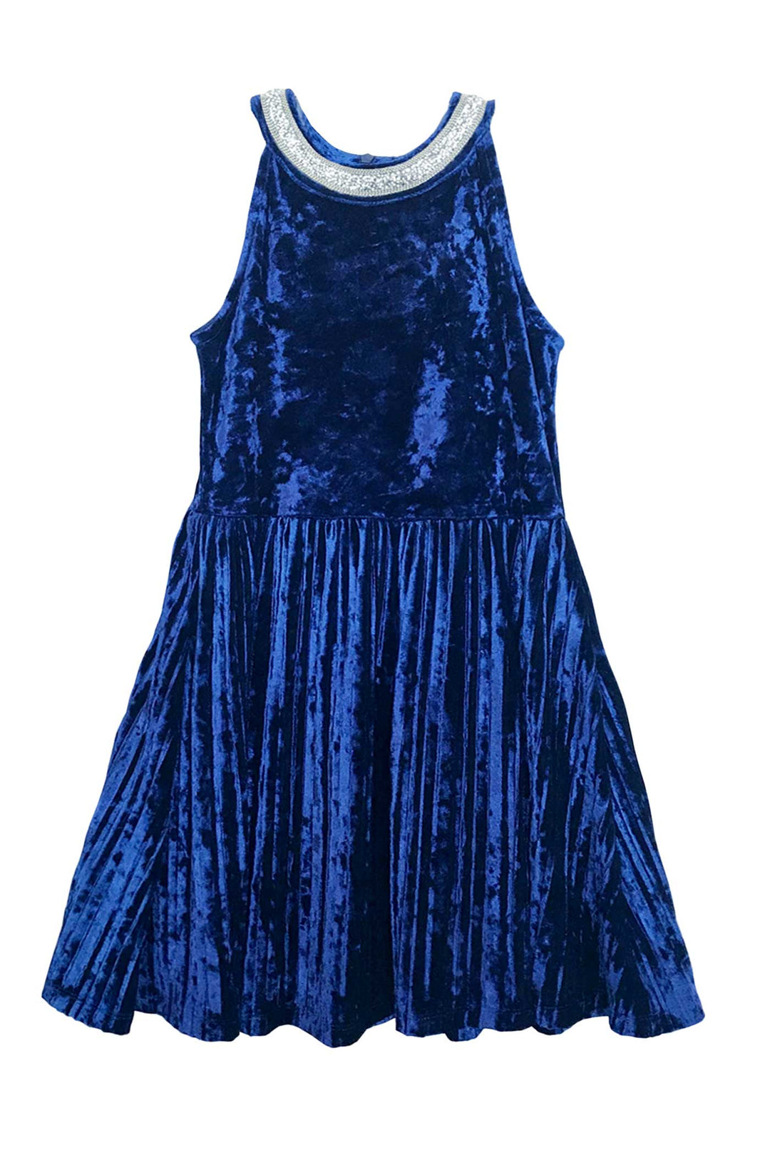 Hannah Banana Big Girls Halter Neck Pleated Velvet Party Dress