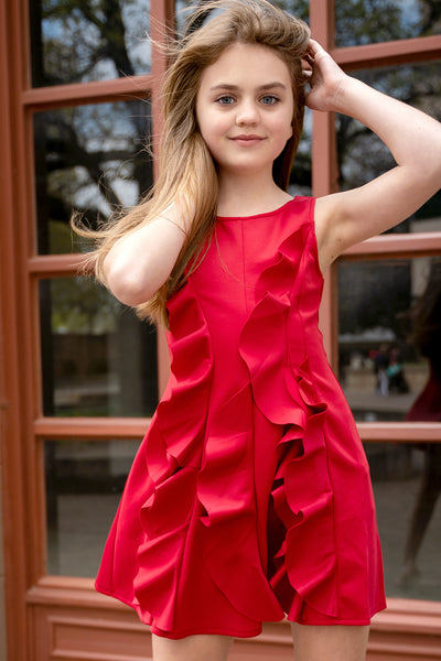Hannah Banana girls sleeveless cascade ruffle fit and flare dress