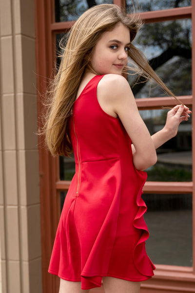 Hannah Banana girls sleeveless cascade ruffle fit and flare dress
