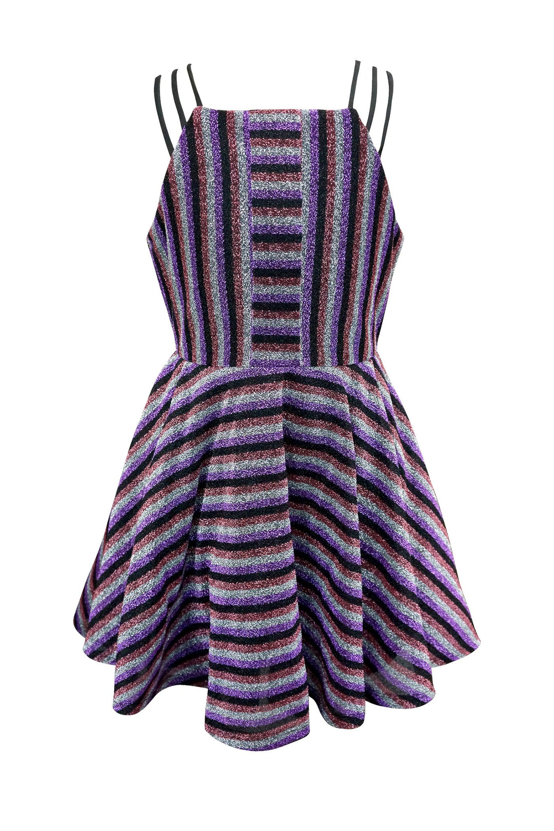 Big Girls Striped Glitter Party Dress