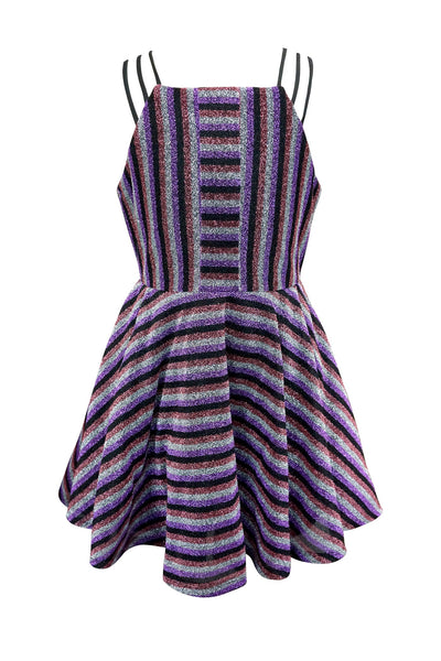 Big Girls Striped Glitter Party Dress