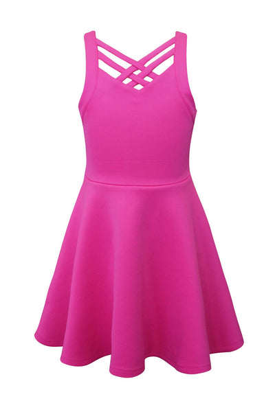 Hannah Banana Little Girls Hot Pink Sleeveless Fit and Flare Skater Dress