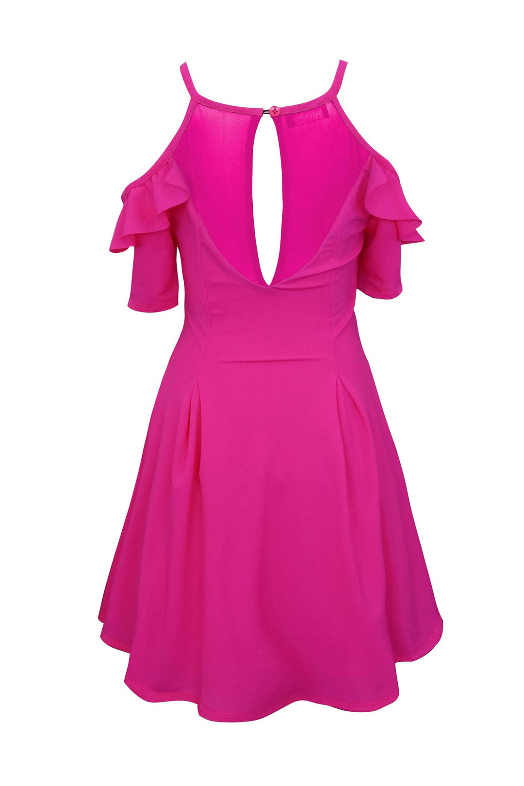 Girls Ruffled Cold Shoulder Fit and Flare Dress