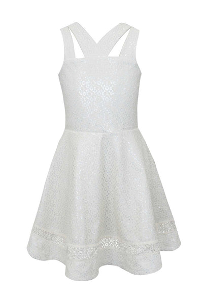 Hannah Banana Big Girls V Neck Sleeveless Fit and Flare Lace Dress