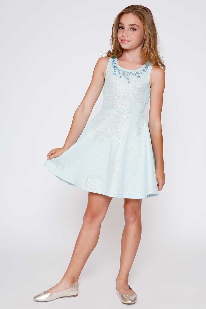 Hannah Banana Girls Sleeveless Fit and Flare Jeweled Party Dress