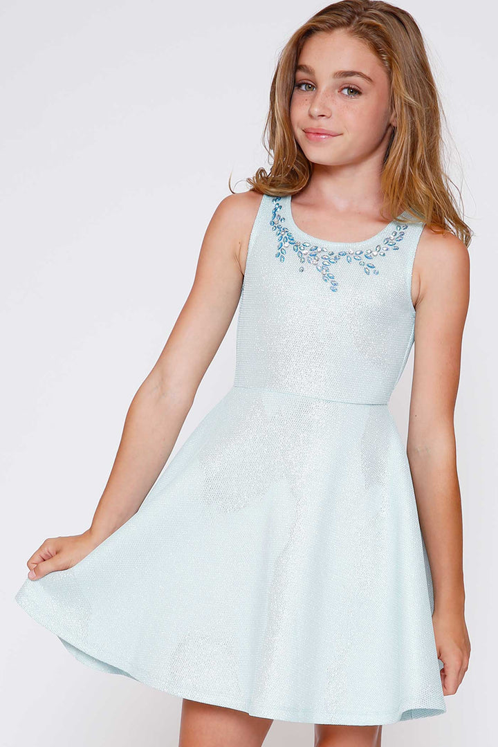 Hannah Banana Girls Sleeveless Fit and Flare Jeweled Party Dress