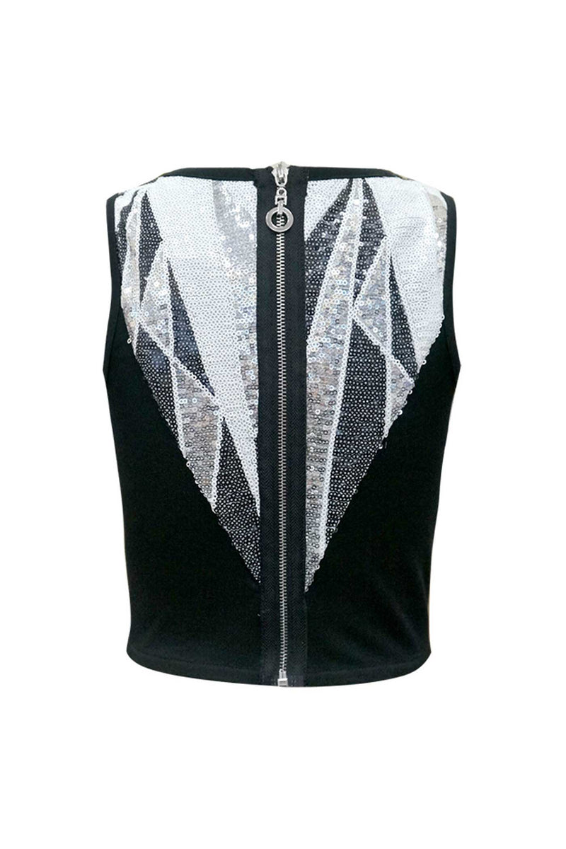 Hannah Banana Girls Geometrical Pattern Sleeveless Sequin Tank Top