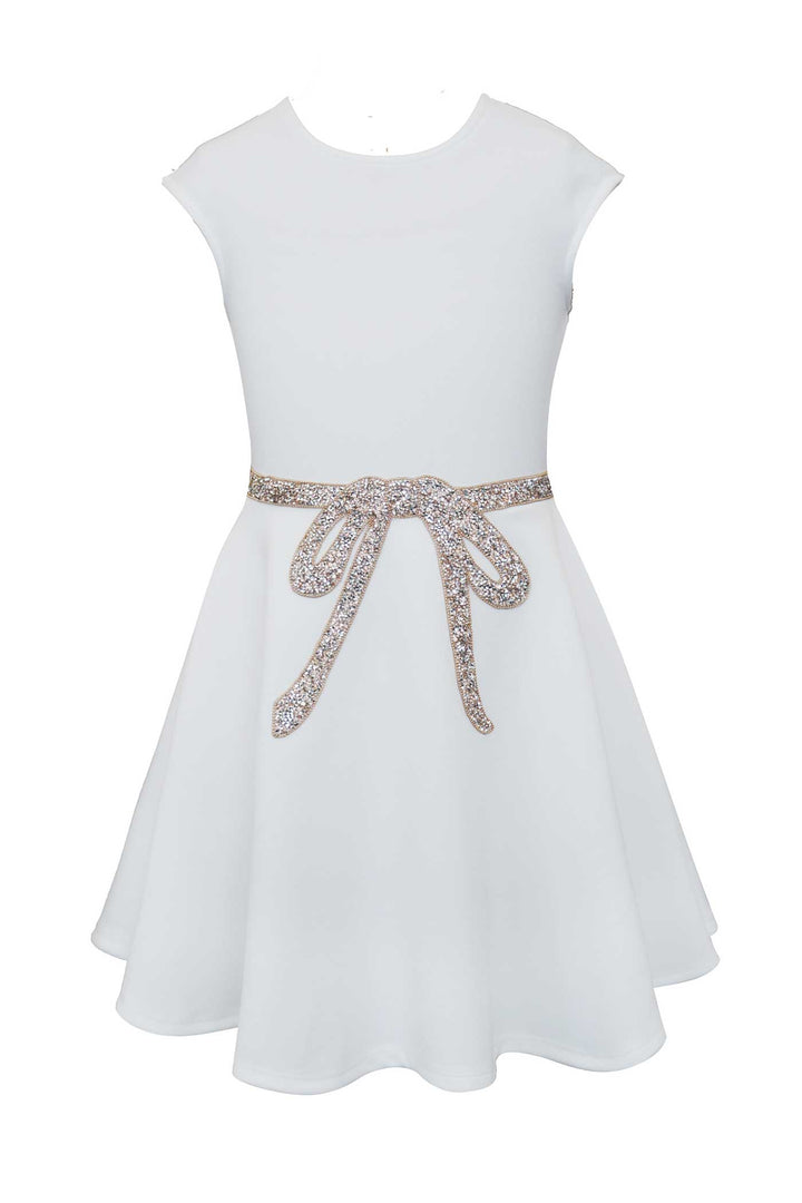 Hannah Banana Little Girls Fit and Flare Skater Dress With Jewel Bow