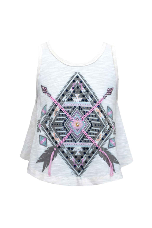 Hannah Banana Big Girls Boho Geometric Print Tank Top