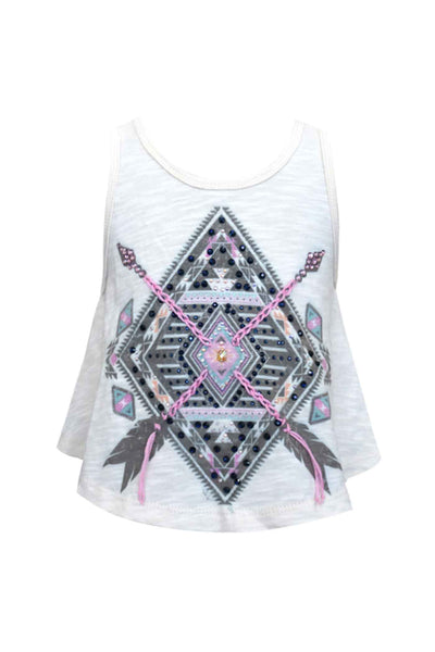 Hannah Banana Big Girls Boho Geometric Print Tank Top