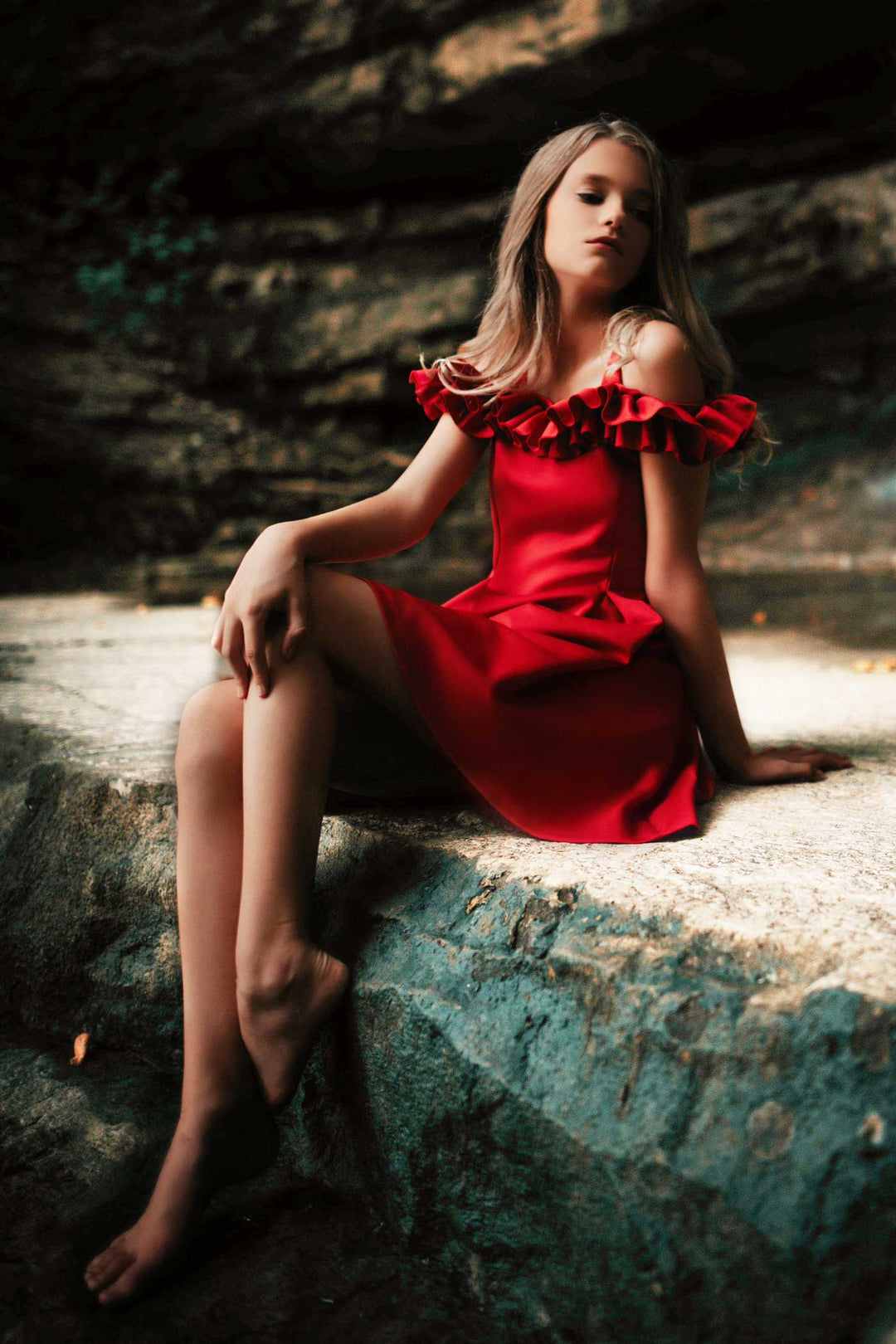 Truly Me Big Girls Cold Shoulder Holiday Ruffled Fit & Flare Dress