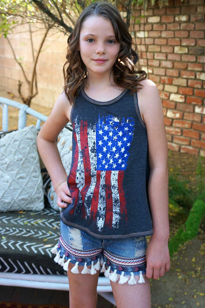 Big Girls USA Flag Graphic Crossed Back Tank Top