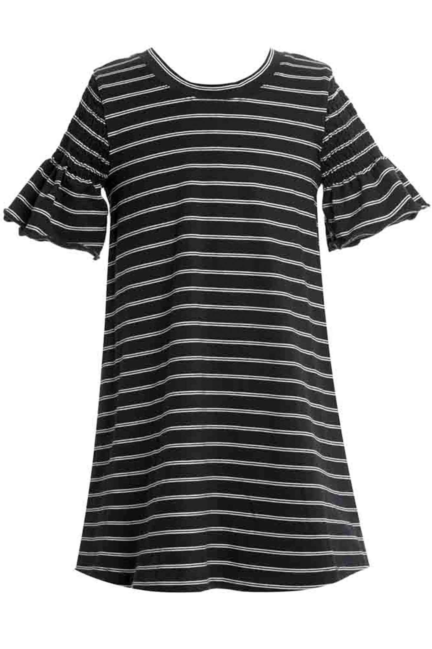 Truly Me Big Girls Ruffle Short Sleeve Striped T-shirt Dress