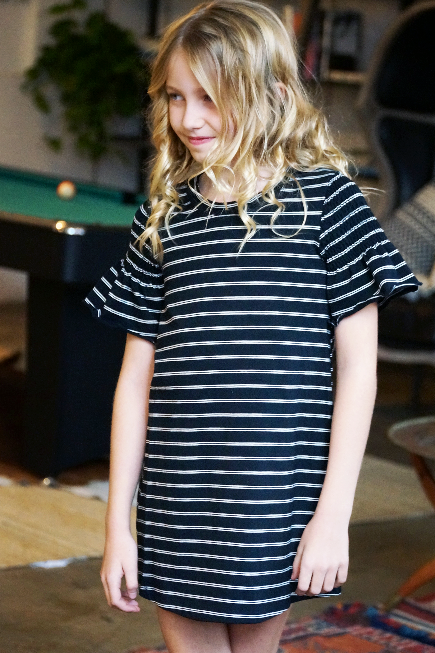 Truly Me Big Girls Ruffle Short Sleeve Striped T-shirt Dress
