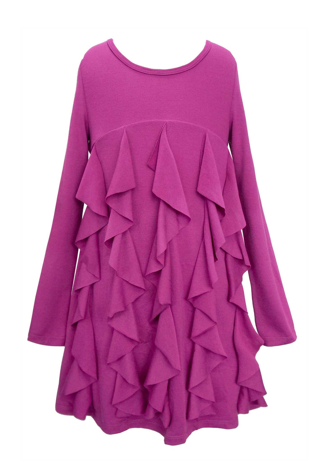 Girls Ruffled Long Sleeve Knit Dress