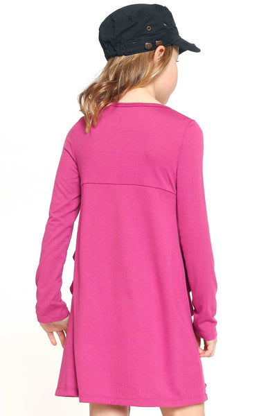 Girls Ruffled Long Sleeve Knit Dress
