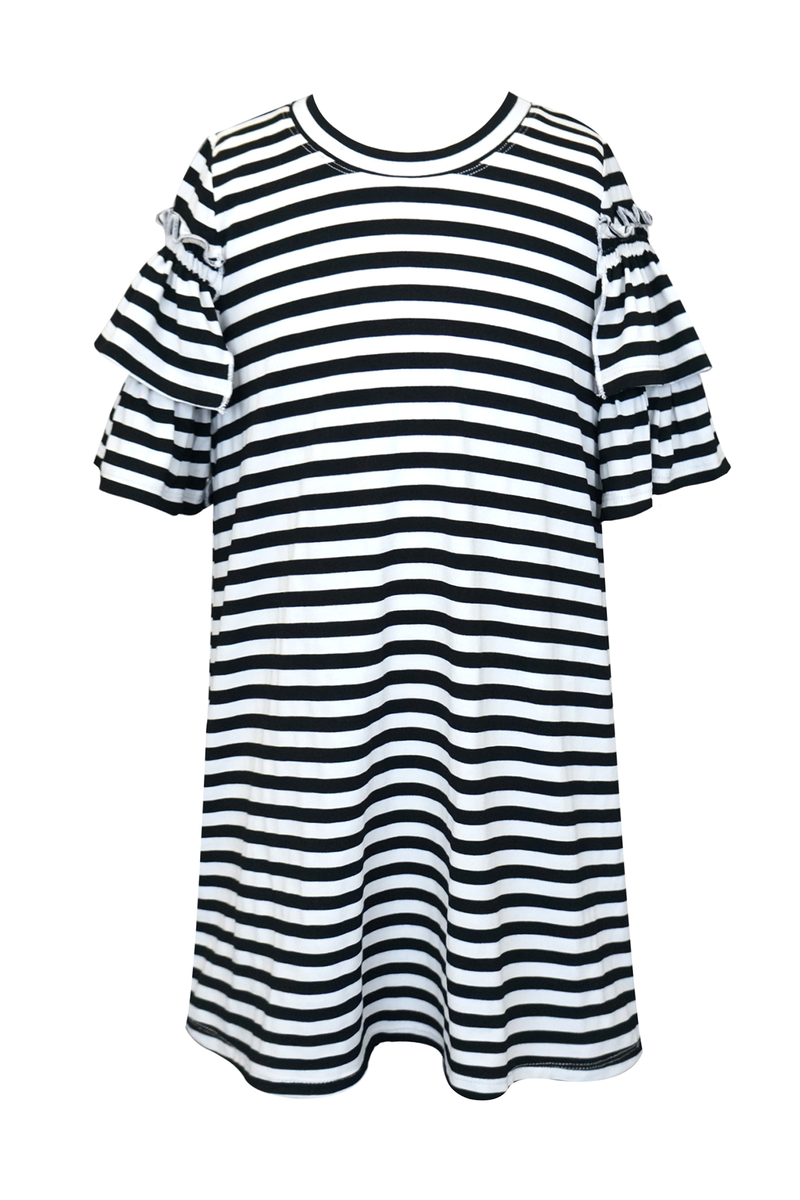 Truly Me Big Girls Ruffle Short Sleeve Striped Knit Dress