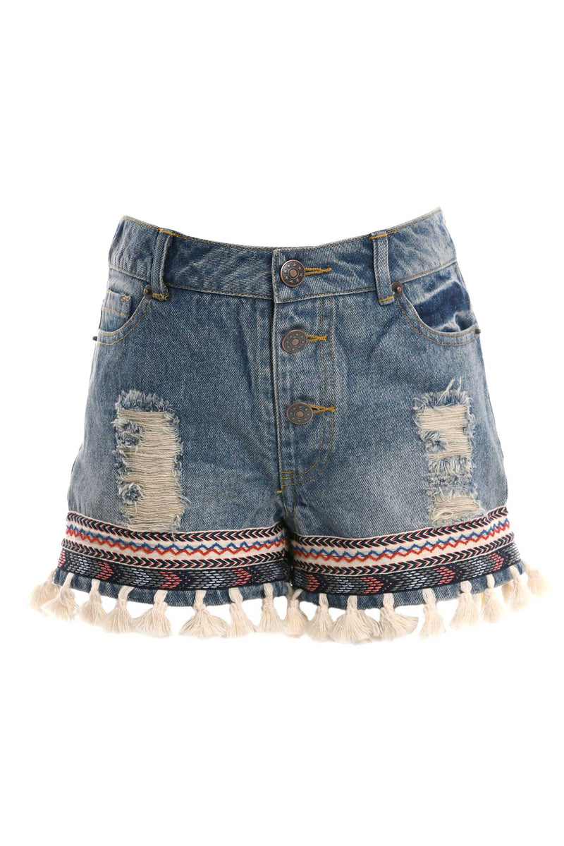 Big Girls Boho Style Denim Shorts