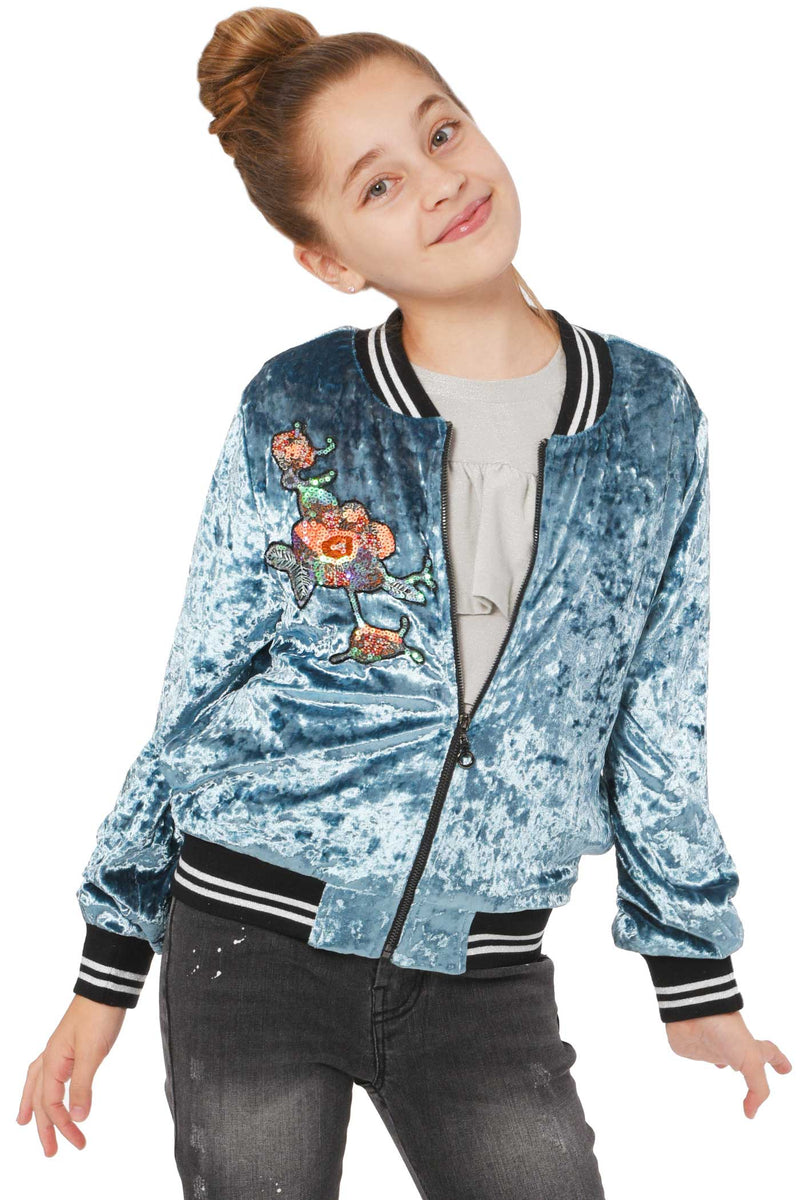 Big Girls Crushed Velvet Bomber Jacket