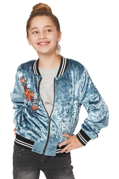 Big Girls Crushed Velvet Bomber Jacket