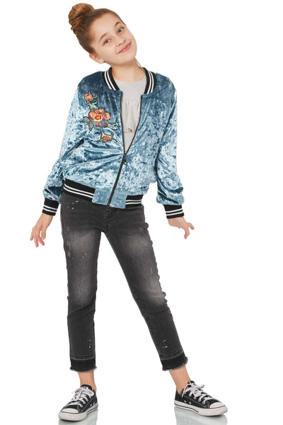 Big Girls Crushed Velvet Bomber Jacket