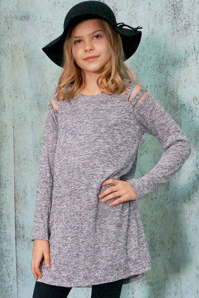 Big Girls Long Sleeve Cut-Out Shoulder Knit Dress